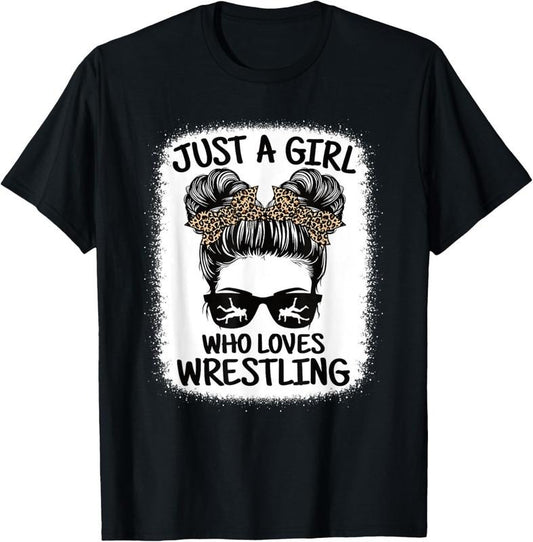 100% Cotton Just A Girl Who Loves Wrestling Funny Wrestle Lover Wrestler T-Shirt