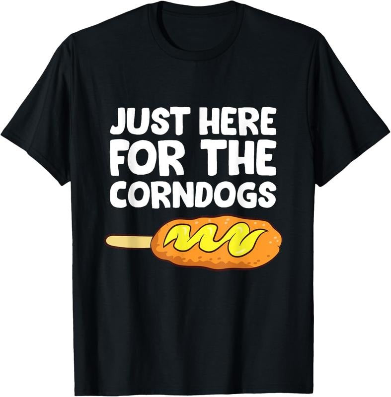 100% Cotton Just Here For The Corn Dogs Funny Corndog T-Shirt Hoodie, Sweatshirt | DripVista.com