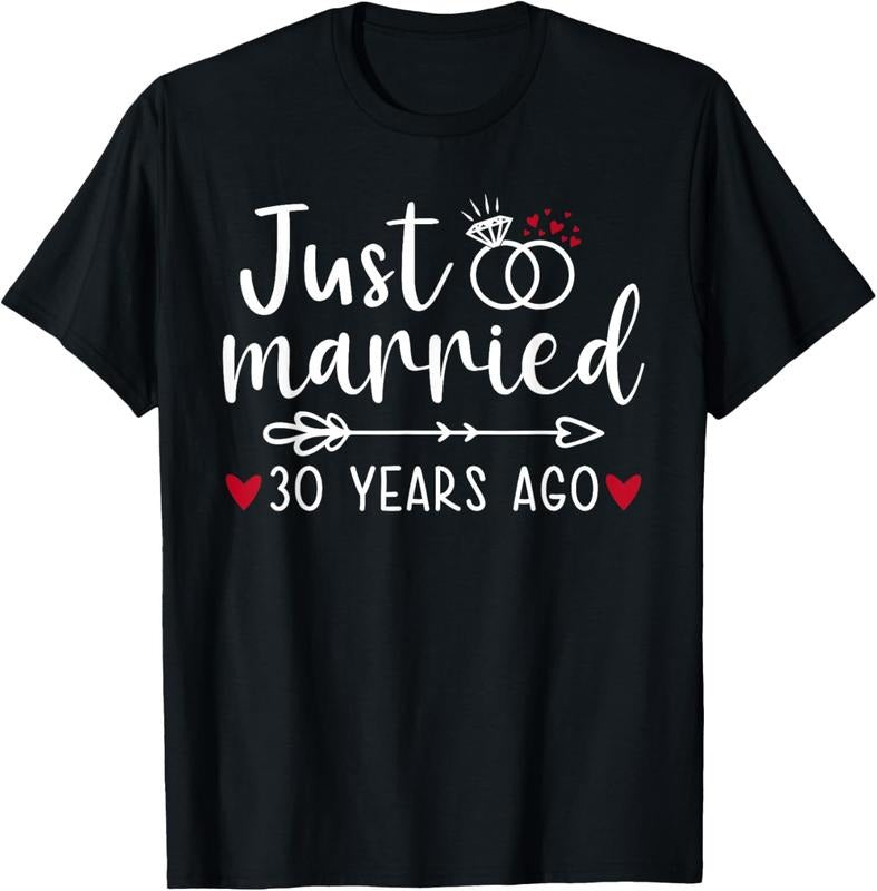 100% Cotton Just Married Couples Funny Husband Wife 30th Anniversary T-Shirt Hoodie, Sweatshirt | DripVista.com
