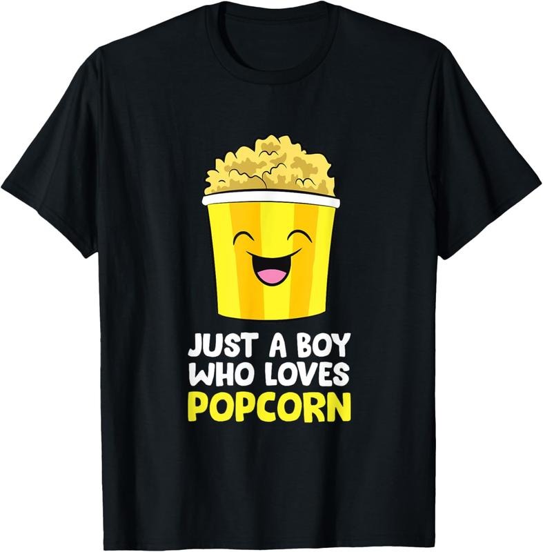 100% Cotton Just a Boy Who Loves Popcorn Cinema Movie Watching Popcorn T-Shirt Hoodie, Sweatshirt | DripVista.com