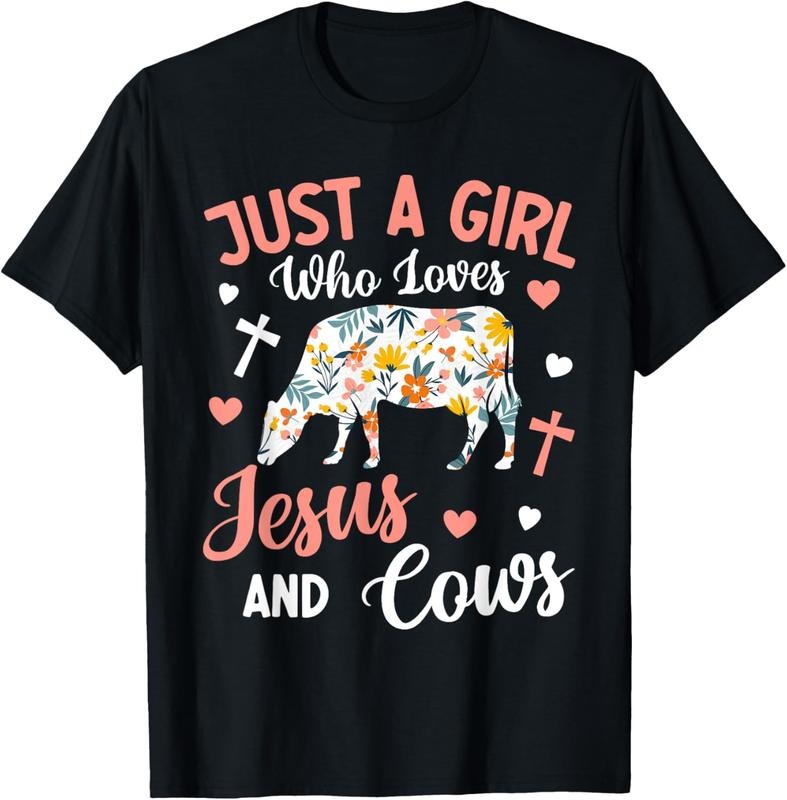 100% Cotton Just a Girl Who Loves Jesus and Cows: Faithful Farming T-Shirt Hoodie, Sweatshirt | DripVista.com
