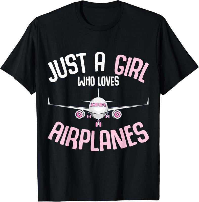 100% Cotton Just a Girl who loves Airplanes Plane Pilot Girls  T-Shirt Hoodie, Sweatshirt | DripVista.com