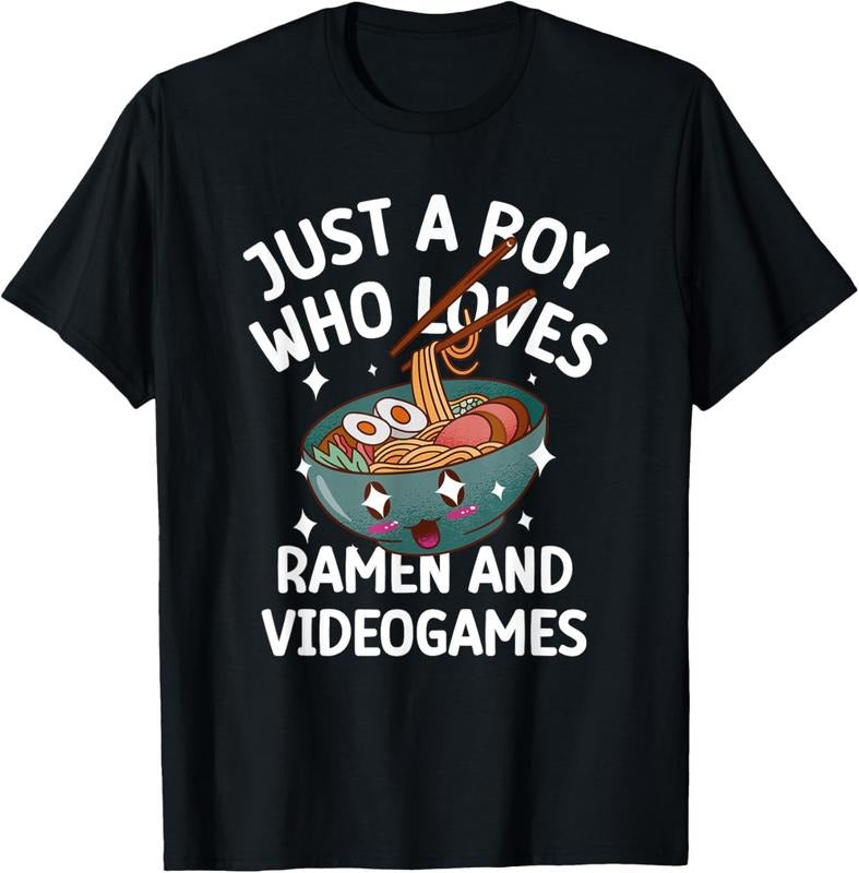 100% Cotton Just a boy who loves Ramen & Video games funny tee T-Shirt Hoodie, Sweatshirt | DripVista.com