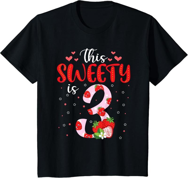 [100% Cotton]Kids Strawberry Theme 3rd Birthday Decorations Sweet One Fruit T-Shirt Hoodie, Sweatshirt | DripVista.com