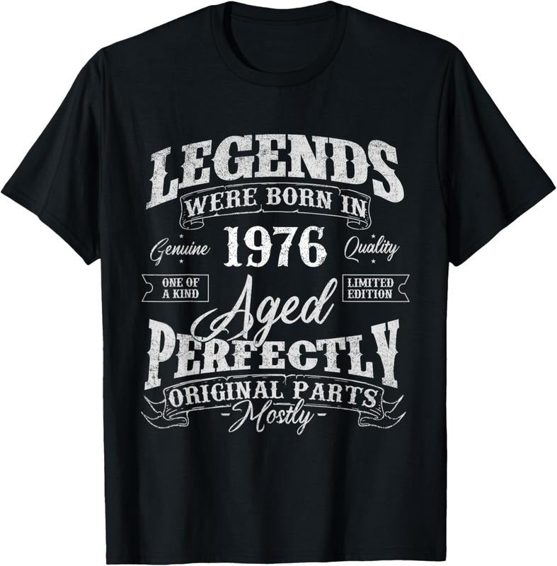 100% Cotton Legends Were Born In 1976 Year Of Birth Birthday T-Shirt Hoodie, Sweatshirt | DripVista.com