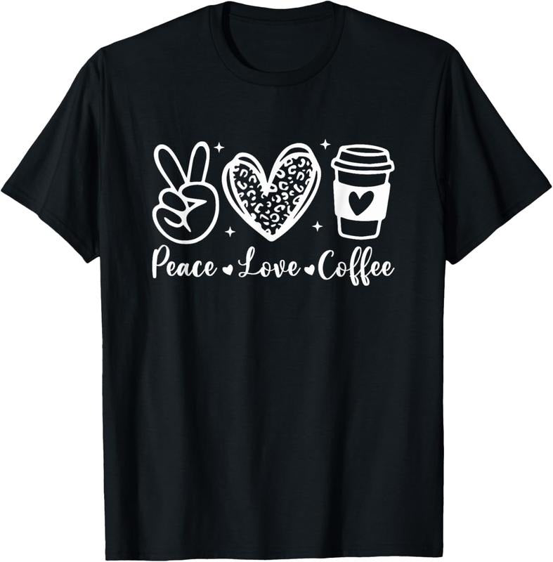100% Cotton Leopard Peace Love Coffee Lovers Hippie T-Shirt Hoodie, Sweatshirt | DripVista.com