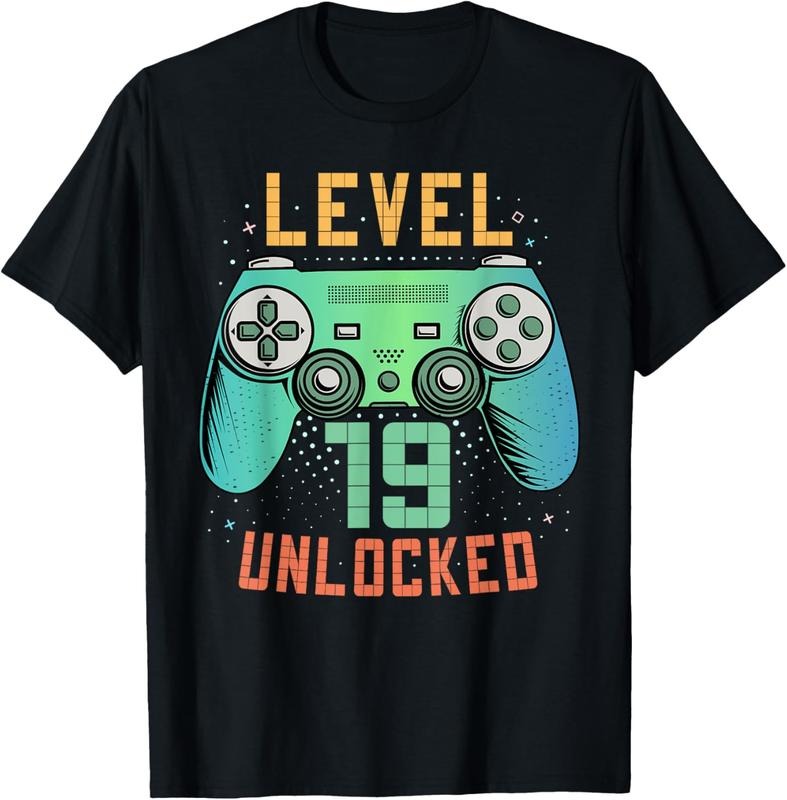 100% Cotton Level 19 Unlocked 19th Birthday Gamer Gifts 19 Year Old Male T-Shirt Hoodie, Sweatshirt | DripVista.com