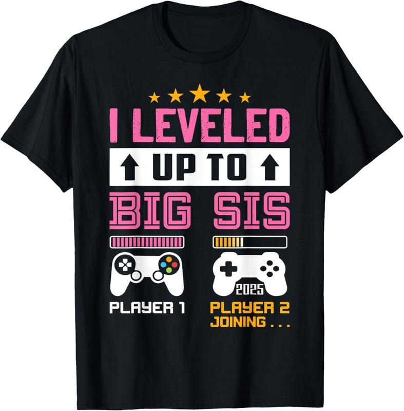 100% Cotton Leveled Up to Big Sister 2025 I'm Going to Be A Big Sis 2025 T-Shirt Hoodie, Sweatshirt | DripVista.com