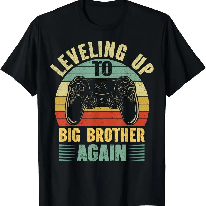 100% Cotton Leveling Up To Big Bro Again Vintage Gift Big Brother Again T-Shirt Hoodie, Sweatshirt | DripVista.com