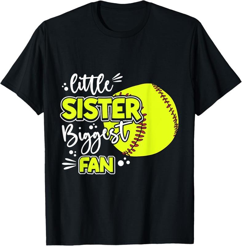 100% Cotton Little Sister Biggest Fan Softball, Softball Girl T-Shirt Hoodie, Sweatshirt | DripVista.com
