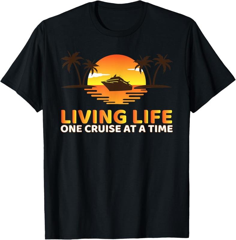 100% Cotton Living Life One Cruise At A Time Funny Cruise Ship T-Shirt Hoodie, Sweatshirt | DripVista.com