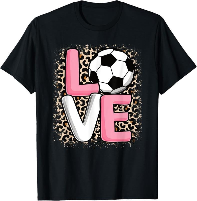 100% Cotton Love Soccer Leopard Print Women Girls Soccer Lover T-Shirt Hoodie, Sweatshirt | DripVista.com