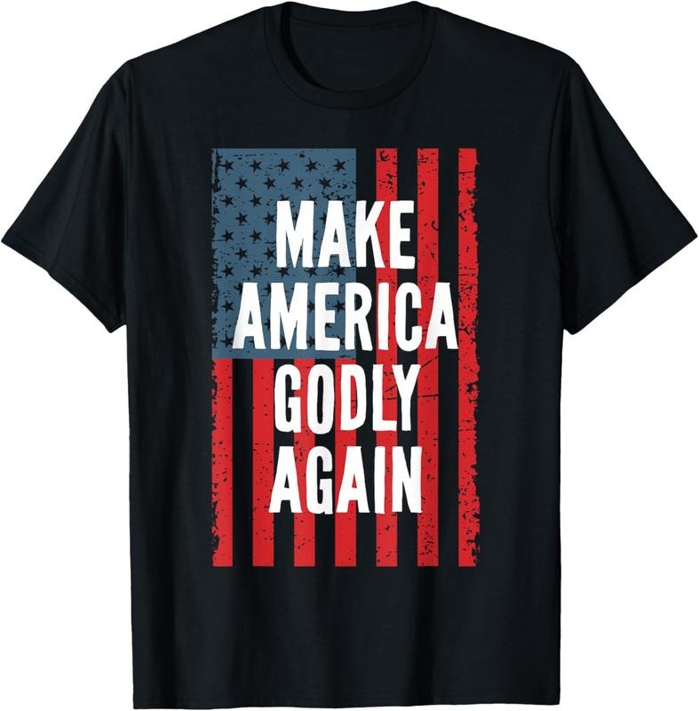 100% Cotton Make America Godly Again 4th Of July Independence Day T-Shirt Hoodie, Sweatshirt | DripVista.com