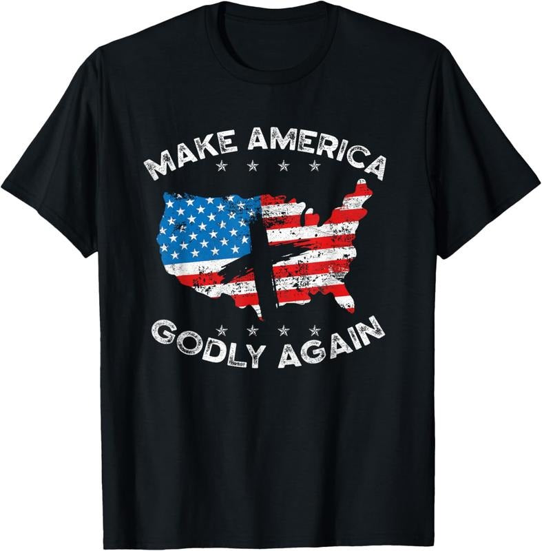 100% Cotton Make America Godly Again Proud American Christian Patriot T-Shirt Hoodie, Sweatshirt | DripVista.com