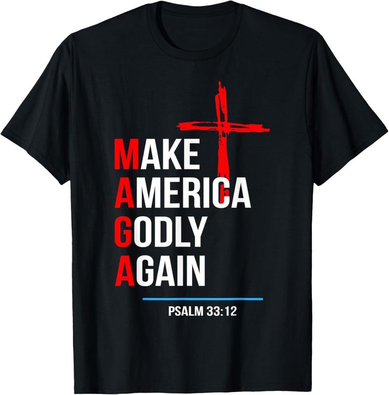 100% Cotton Make America Godly Again Psalm 33 12 T-Shirt Hoodie, Sweatshirt | DripVista.com