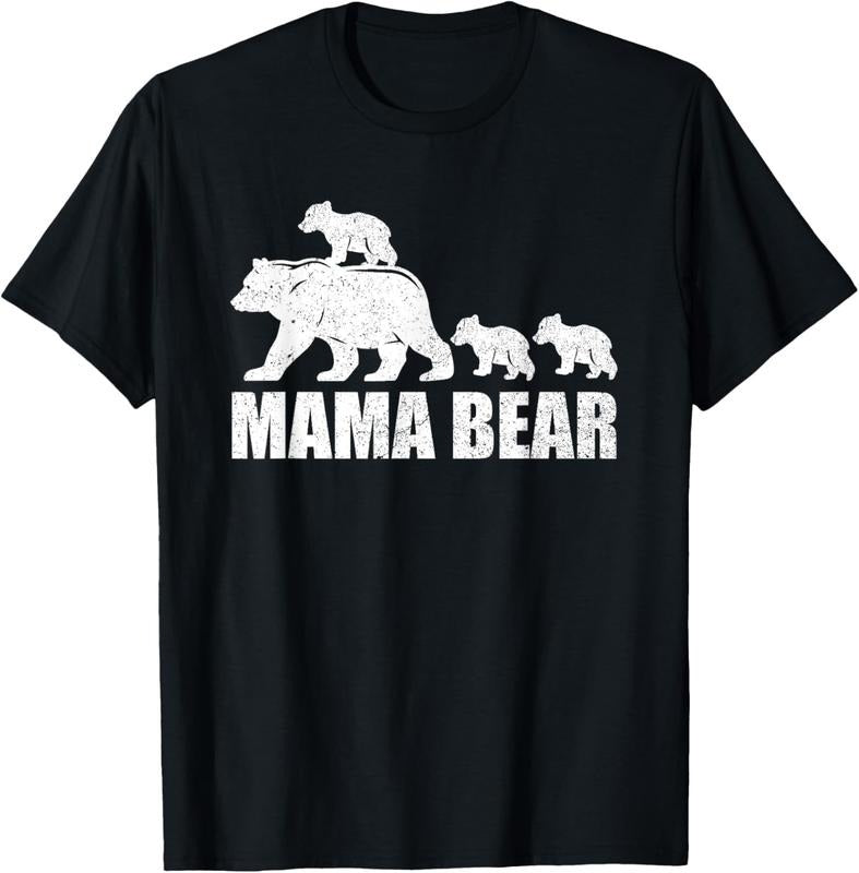 100% Cotton Mama Bear 3 Cubs Shirt Mama Bear TShirt Mom 3 Kid T-Shirt Hoodie, Sweatshirt | DripVista.com