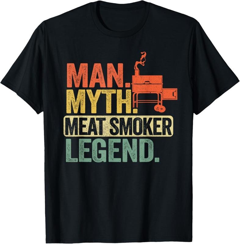100% Cotton Man Myth Meat Smoker Legend Dad Grillfather BBQ Meat Smoking T-Shirt Hoodie, Sweatshirt | DripVista.com