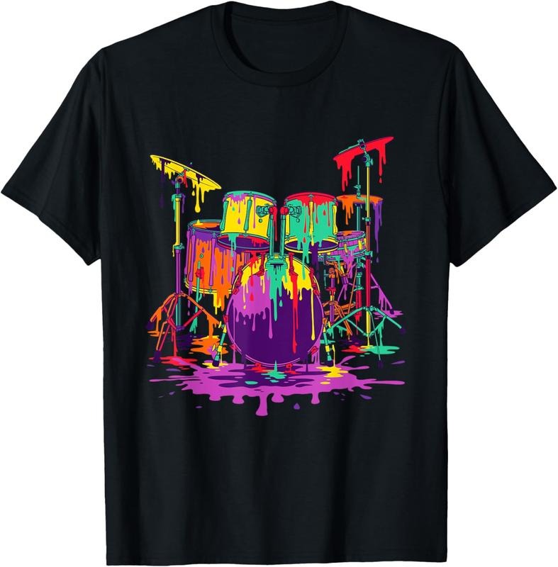 100% Cotton Melting Pop Art Drum Set Funny Drummer Musician Music Outfit T-Shirt Hoodie, Sweatshirt | DripVista.com