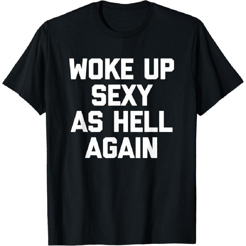 100% Cotton Men'WB shield T-Shirt Woke Up Sexy As Mouthless cat Again T-Shirt Funny Saying Sarcastic T-Shirt,Made Red...