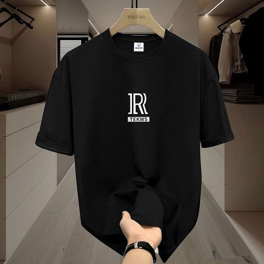100% Cotton Men's Summer Short Sleeve T-shirt Large Size Crew Neck Casual Loose T-shirt Trendy All-Matching T-shirt Menstyle{n002}2