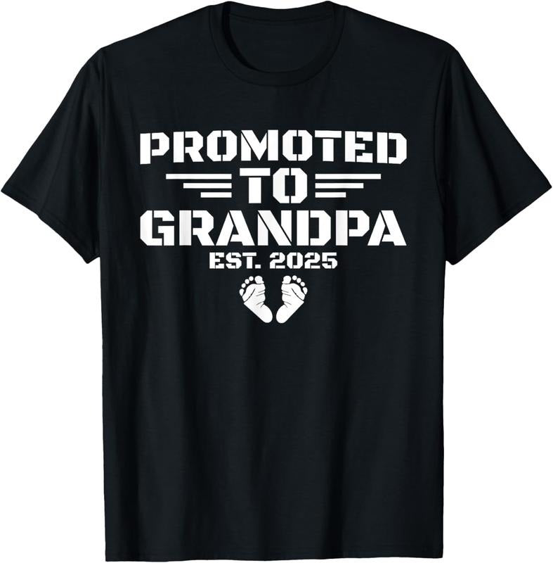 100% Cotton Mens Promoted To Grandpa Est 2025 Soon To Be Granddad T-Shirt Hoodie, Sweatshirt | DripVista.com