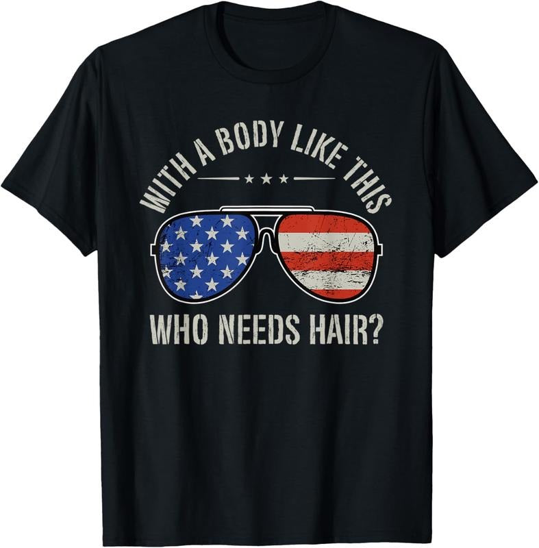 100% Cotton Mens With A Body Like This Who Needs Hair Bald Shaved T-Shirt Hoodie, Sweatshirt | DripVista.com