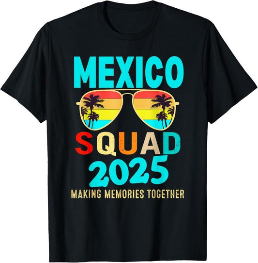 100% Cotton Mexico 2025 Tropical Beach Vacation Matching T-Shirt