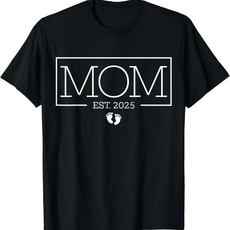 100% Cotton Mom Est 2025 New Mom, Promoted To Mom First-Time Mom 2025 T-Shirt Hoodie, Sweatshirt | DripVista.com