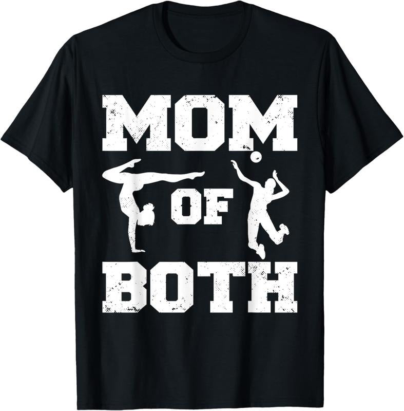 100% Cotton Mom Of Both Funny Volleyball Gymnastics Mom T-Shirt Hoodie, Sweatshirt | DripVista.com