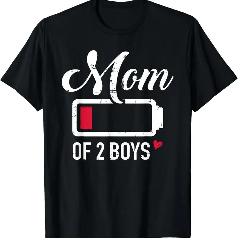 100% Cotton Mom of 2 boys low battery T-Shirt Hoodie, Sweatshirt | DripVista.com