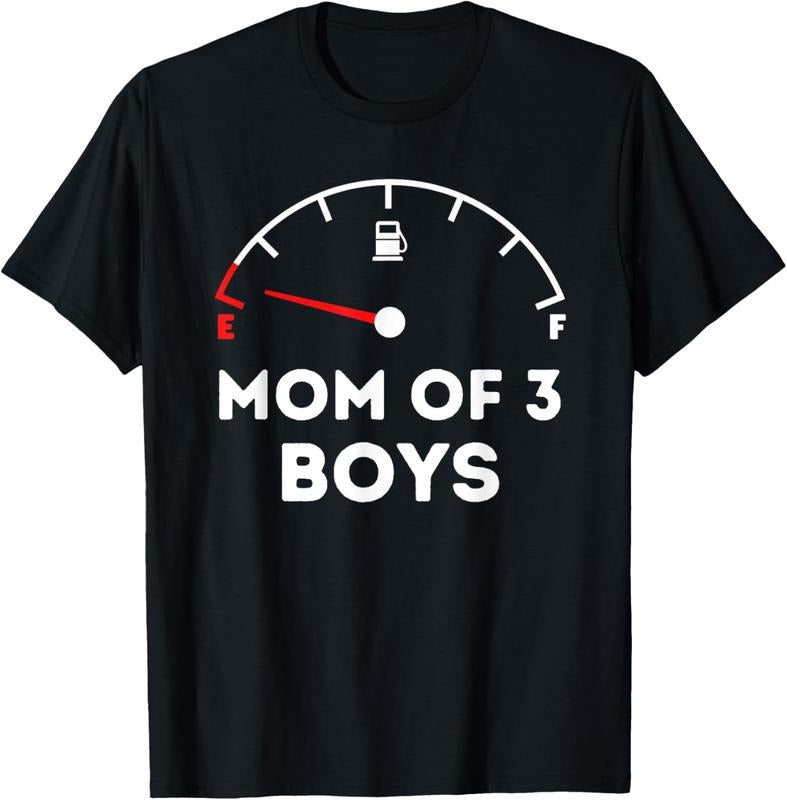 100% Cotton Mom of 3 Boys - Running on Empty - Funny Mothers Day T-Shirt Hoodie, Sweatshirt | DripVista.com