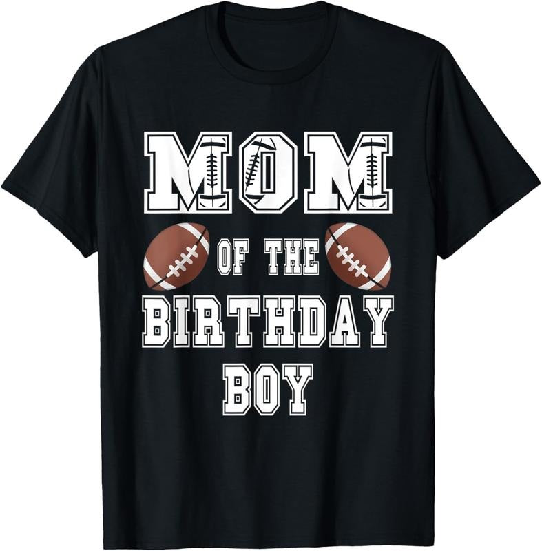 100% Cotton Mom of the Birthday Boy Football Lover Family Birthday T-Shirt Hoodie, Sweatshirt | DripVista.com