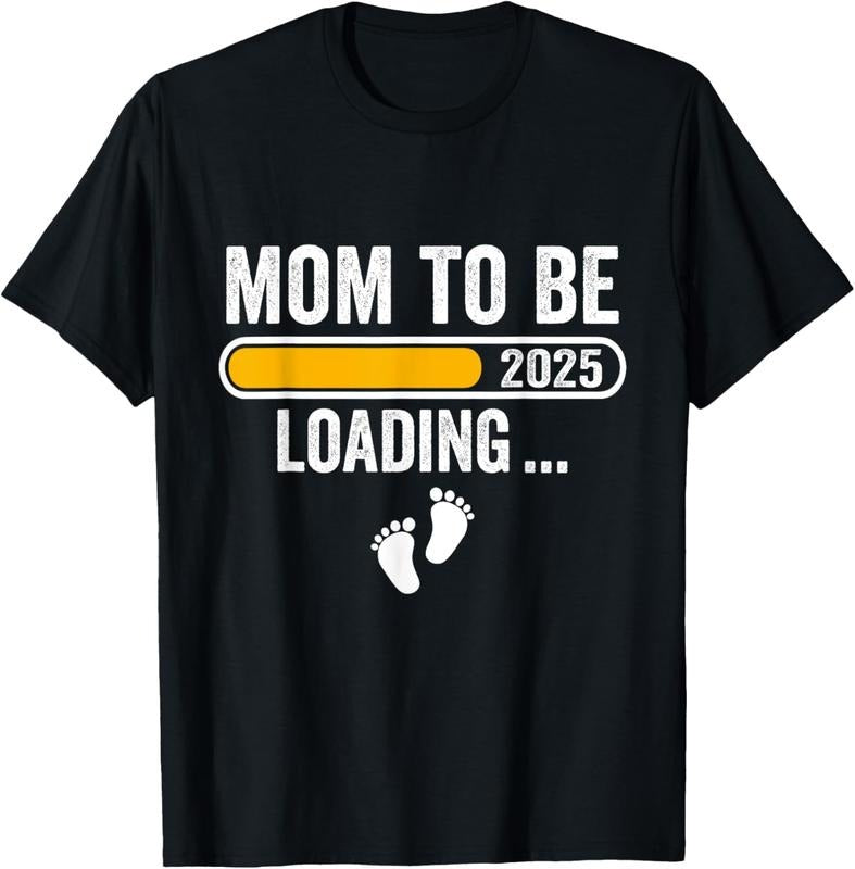 100% Cotton Mom to be 2025 Loading Mom Est 2025 Promoted to Mommy T-Shirt Hoodie, Sweatshirt | DripVista.com