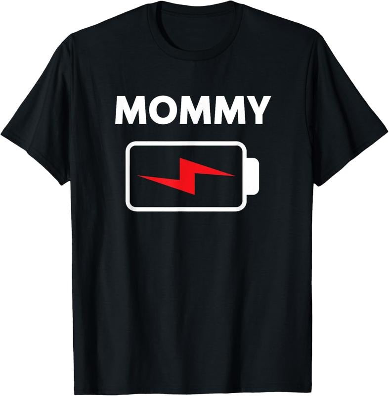 100% Cotton Mommy Shirt Women Battery Low Funny Family Matching T-Shirt Hoodie, Sweatshirt | DripVista.com