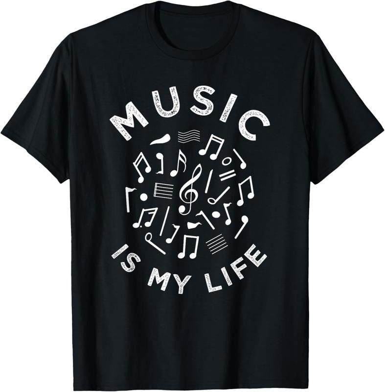 100% Cotton Music Is My Life T-Shirt, Musical Note Tee For Melody Lover Hoodie, Sweatshirt | DripVista.com