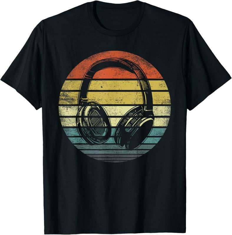 100% Cotton Music Lover Producer DJ Gifts Funny Retro Headphones T-Shirt Hoodie, Sweatshirt | DripVista.com