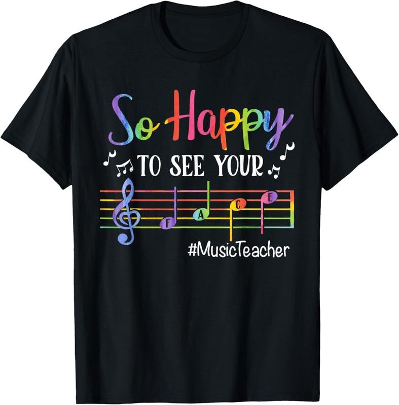 100% Cotton Music Teacher So Happy To See Your Face Back To School Funny T-Shirt Hoodie, Sweatshirt | DripVista.com