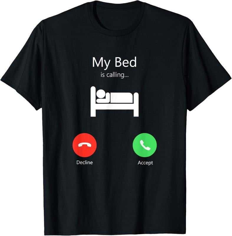 100% Cotton My Bed Is Calling Phone Screen T-Shirt Hoodie, Sweatshirt | DripVista.com