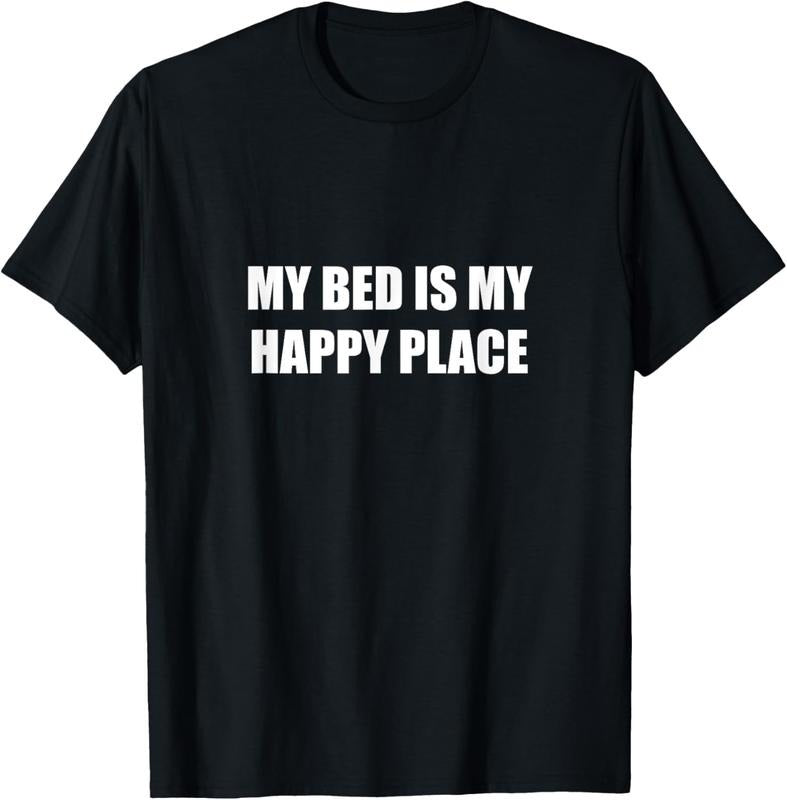 100% Cotton My Bed Is My Happy Place T-Shirt Hoodie, Sweatshirt | DripVista.com