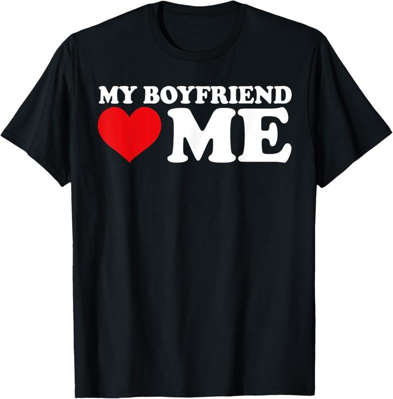100% Cotton My Boyfriend Love Me I Heart My Boyfriend BF Valentine Day T-Shirt Hoodie, Sweatshirt | DripVista.com