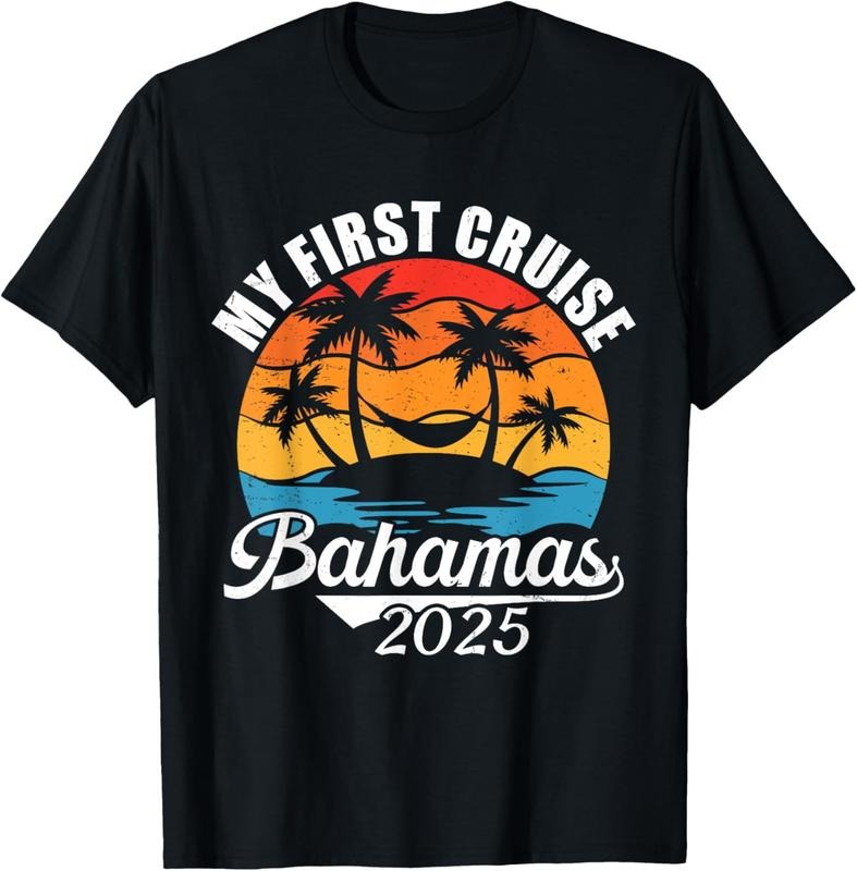 100% Cotton My First Cruise Bahamas 2025. Funny Family Vacation Cruise T-Shirt Hoodie, Sweatshirt | DripVista.com