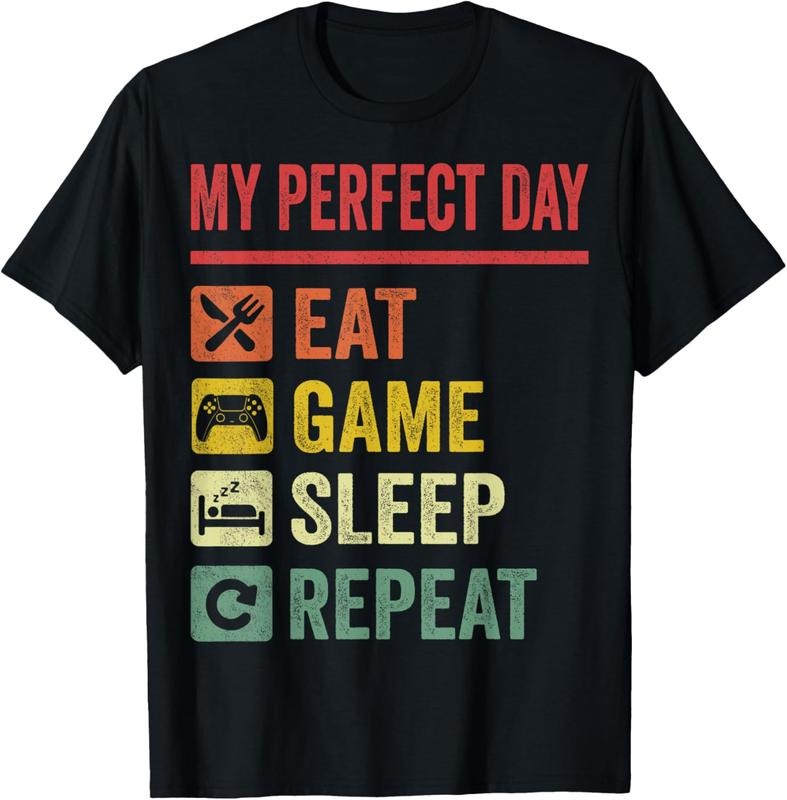 100% Cotton My Perfect Day Video Games T-Shirt Funny Cool Gamer Tee Gift T-Shirt Hoodie, Sweatshirt | DripVista.com