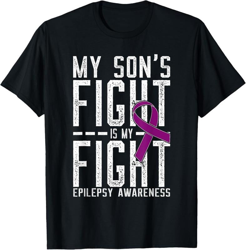 100% Cotton My Son's Fight is My Fight Epilepsy Awareness T-Shirt Hoodie, Sweatshirt | DripVista.com