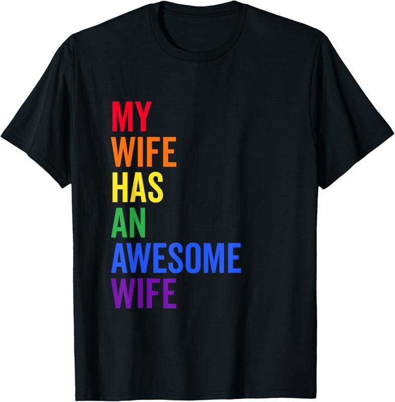 100% Cotton My Wife Has An Awesome Wife Funny Lesbian Wedding Gift T-Shirt Hoodie, Sweatshirt | DripVista.com