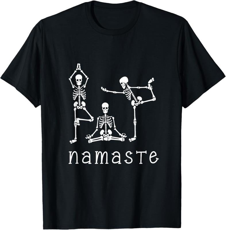 100% Cotton Namaste Skeletons Yoga Lover Gift for Yogi Workout Women T-Shirt Hoodie, Sweatshirt | DripVista.com
