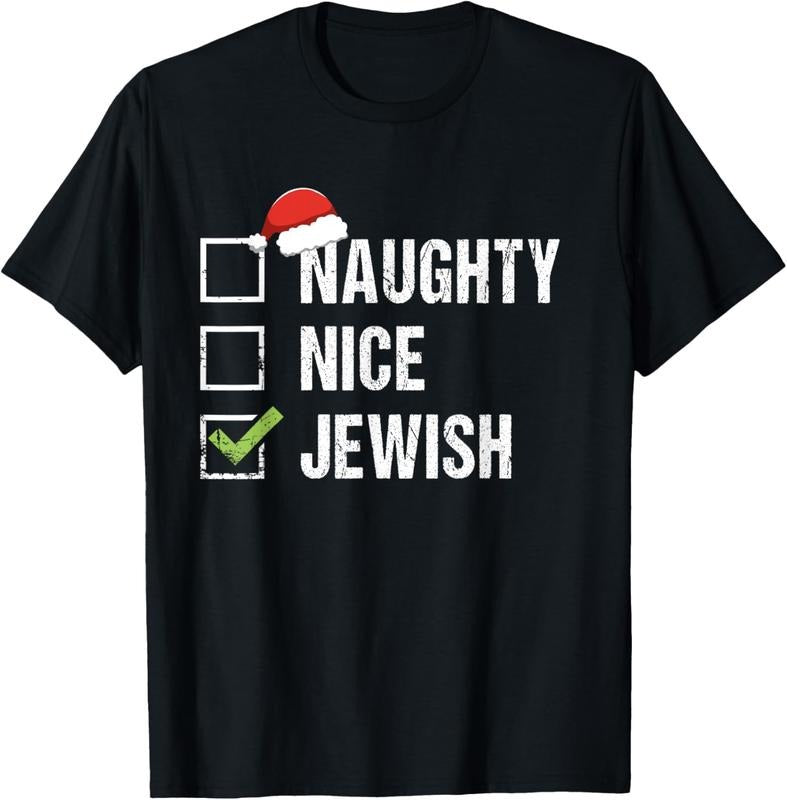100% Cotton Naughty Nice Jewish Shirt Santa Jew Christmas Gift Hanukkah T-Shirt Hoodie, Sweatshirt | DripVista.com