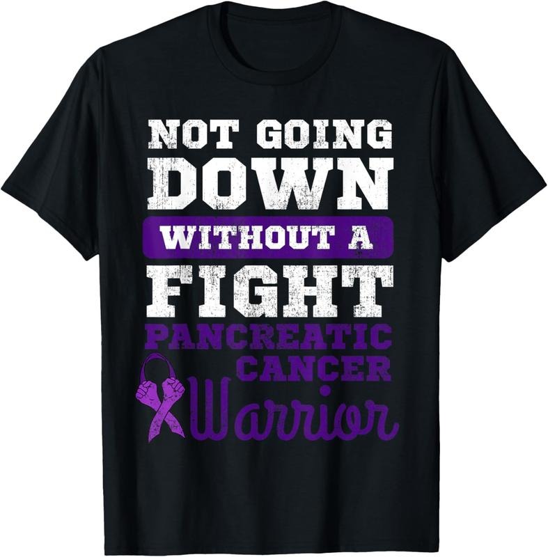 100% Cotton Not Going Down Without A Fight Pancreatic Cancer Warrior T-Shirt Hoodie, Sweatshirt | DripVista.com