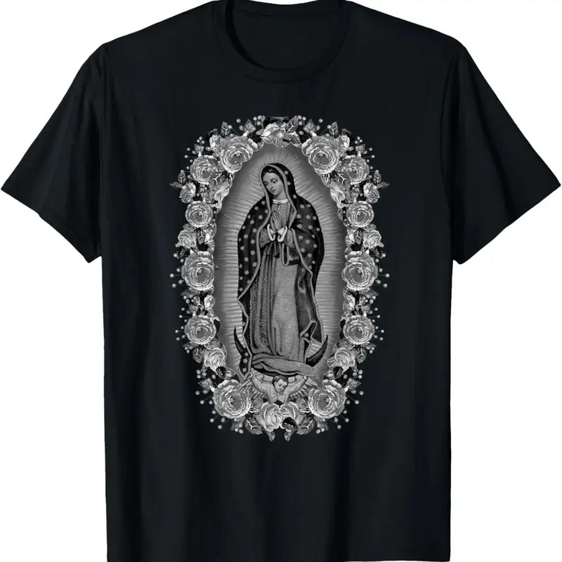 100% Cotton Our Lady Virgen De Guadalupe Virgin Mary T-Shirt Tee Hoodie, Sweatshirt | DripVista.com