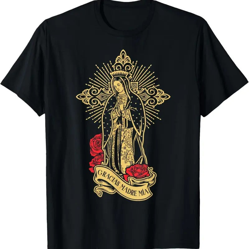 100% Cotton Our Lady of Guadalupe Saint Virgin Mary T-Shirt Hoodie, Sweatshirt | DripVista.com