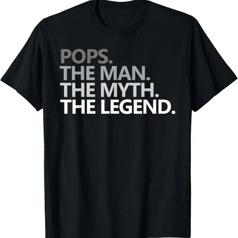 100% Cotton POPS THE MAN THE MYTH THE LEGEND Father's Day Gift Grandpa T-Shirt Hoodie, Sweatshirt | DripVista.com